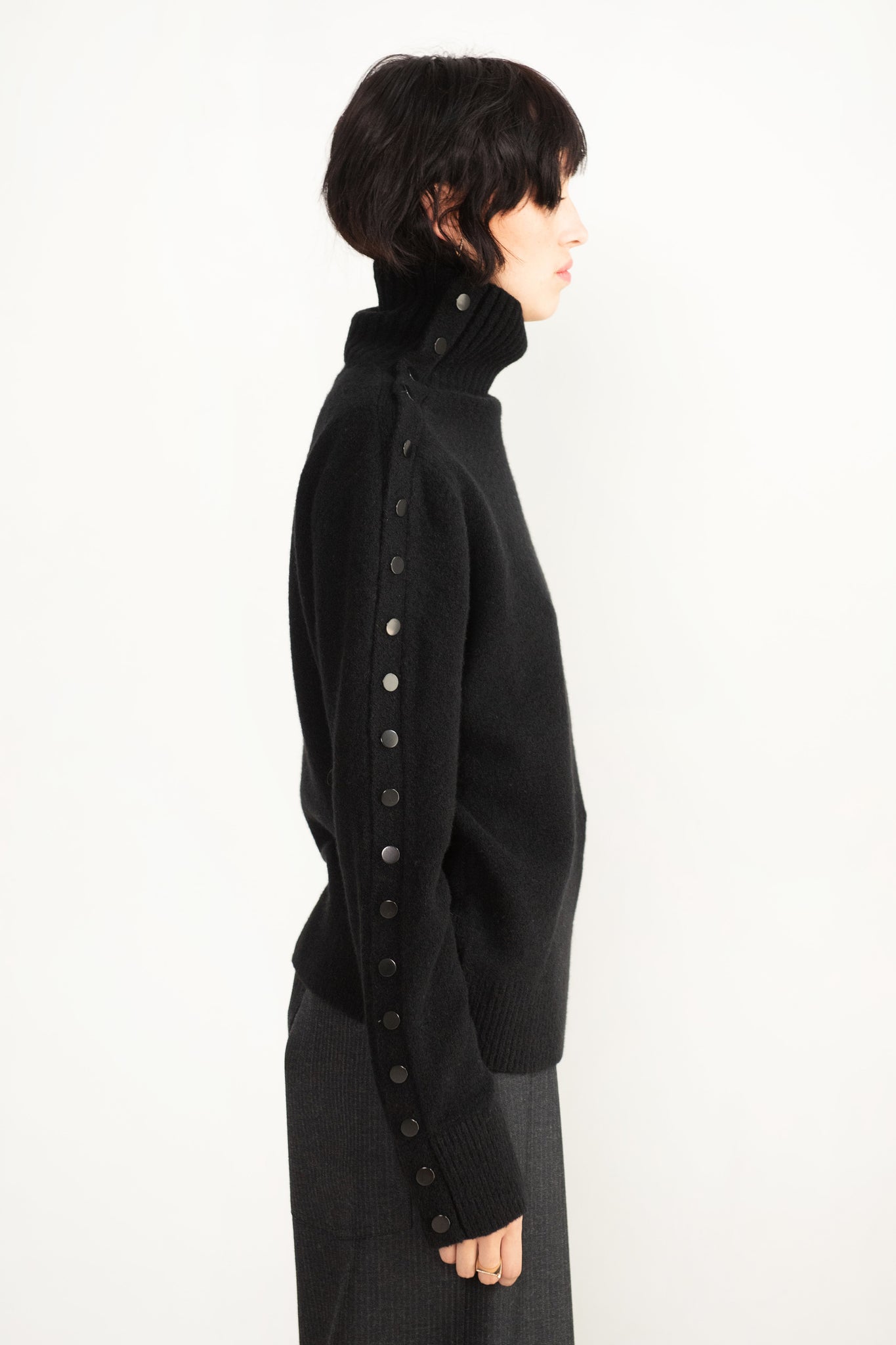 proenza schouler - Lofty Eco Cashmere Button Sweater, Black
