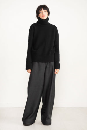 proenza schouler - Lofty Eco Cashmere Button Sweater, Black