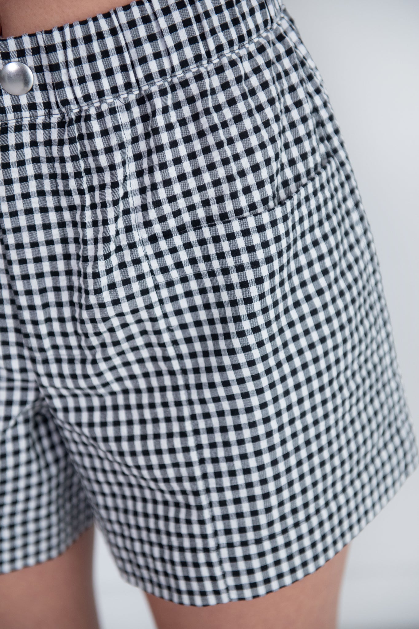 Proenza Schouler White Label - Gingham Seersucker Boxer Shorts, Off White & Black