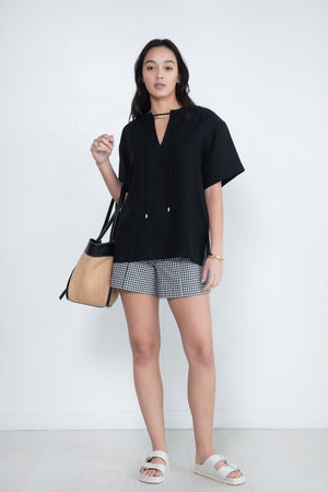 Proenza Schouler White Label - Gingham Seersucker Boxer Shorts, Off White & Black
