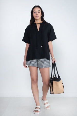 Proenza Schouler White Label - Gingham Seersucker Boxer Shorts, Off White & Black