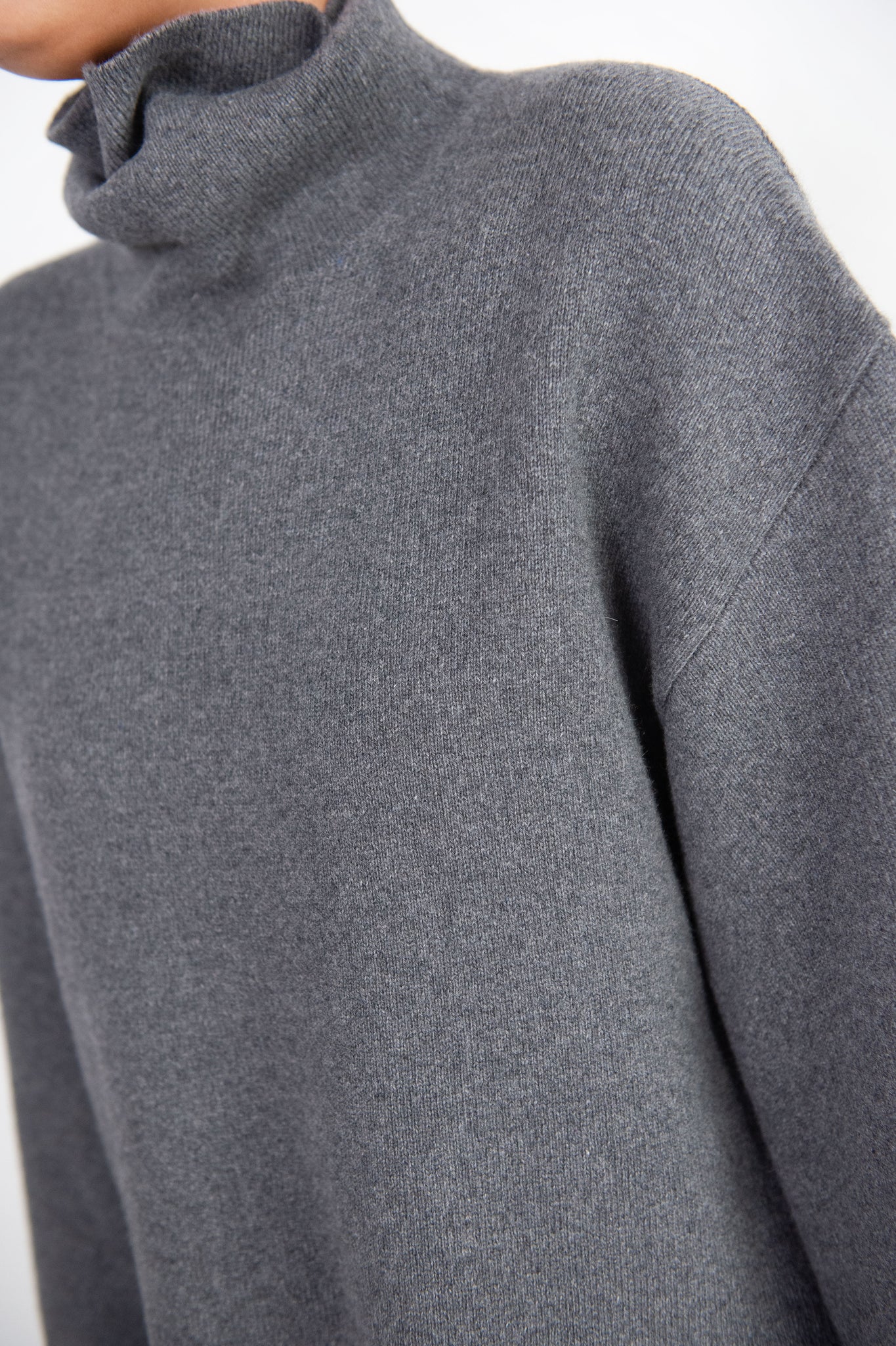 proenza schouler - Double Face Eco Cashmere Sweater, Grey Melange