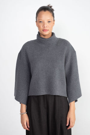 proenza schouler - Double Face Eco Cashmere Sweater, Grey Melange