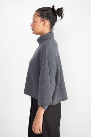 proenza schouler - Double Face Eco Cashmere Sweater, Grey Melange