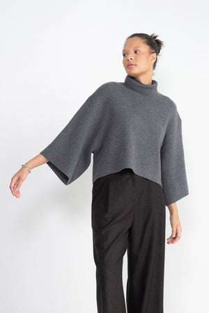 proenza schouler - Double Face Eco Cashmere Sweater, Grey Melange