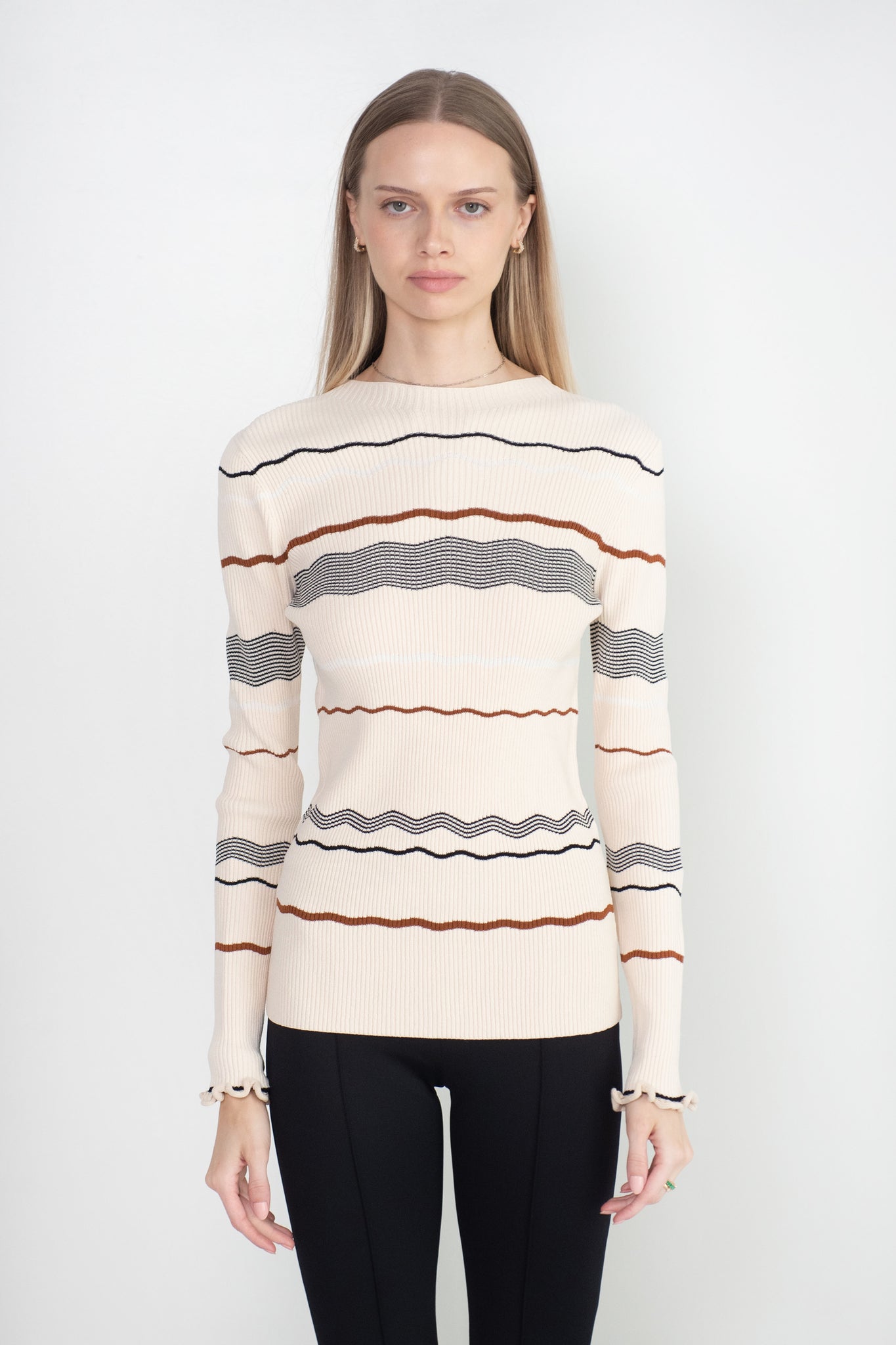 proenza schouler - Matte Viscose Stripe Top, Ecru