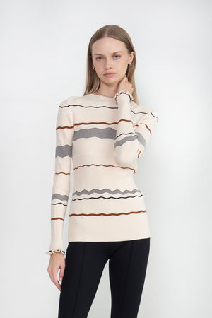 proenza schouler - Matte Viscose Stripe Top, Ecru