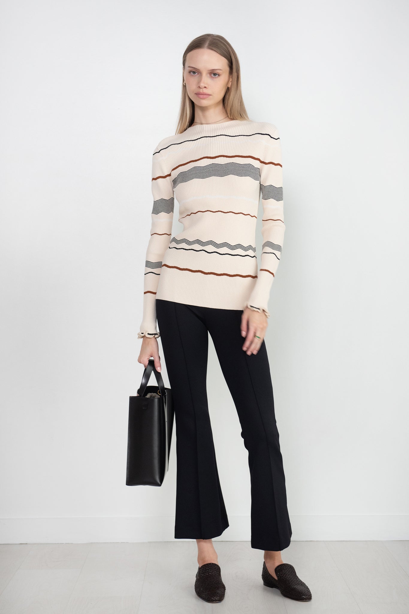proenza schouler - Matte Viscose Stripe Top, Ecru