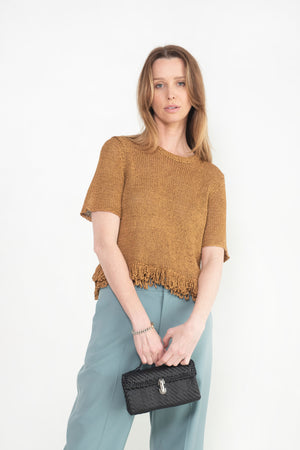 proenza schouler - Ribbon Crochet Top, Gold
