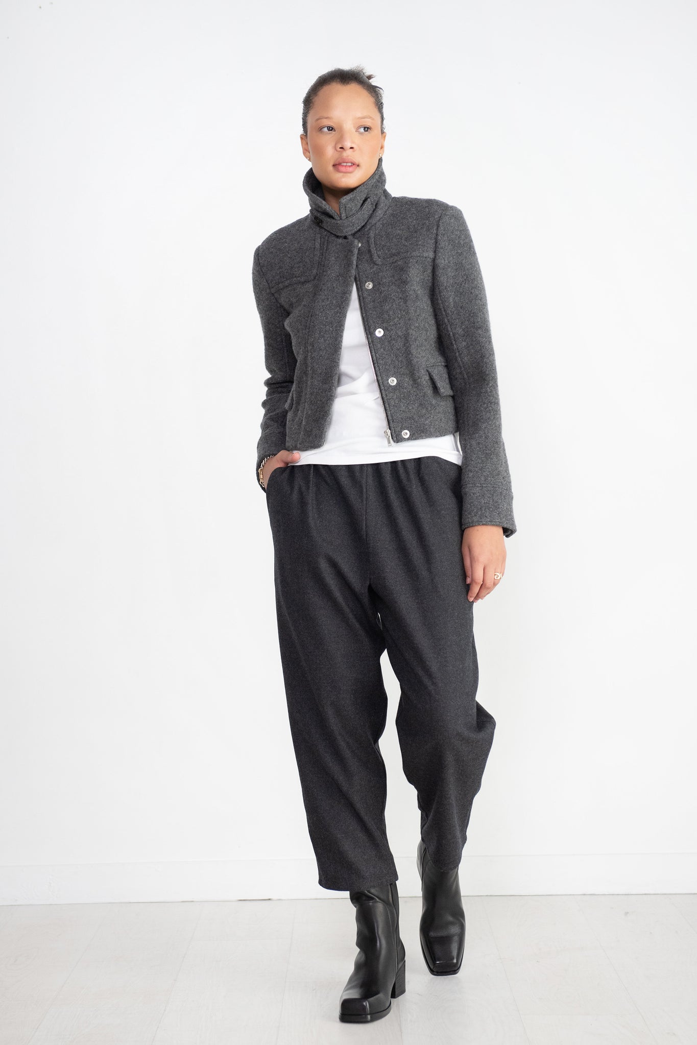 proenza schouler - Wool Jersey Jacket, Grey Melange