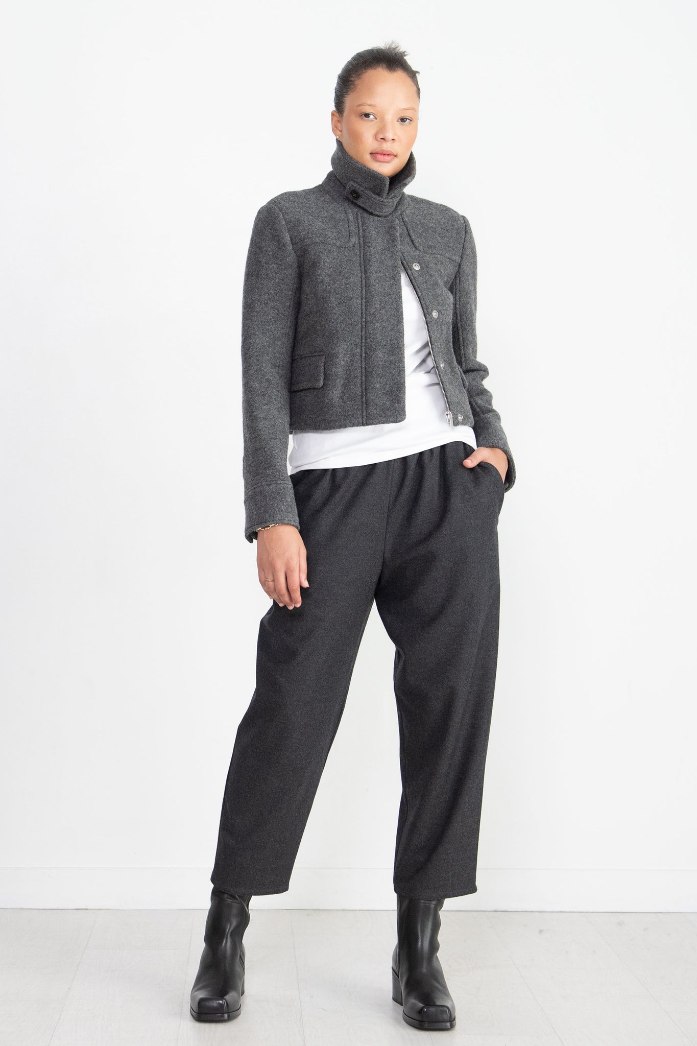 proenza schouler - Wool Jersey Jacket, Grey Melange