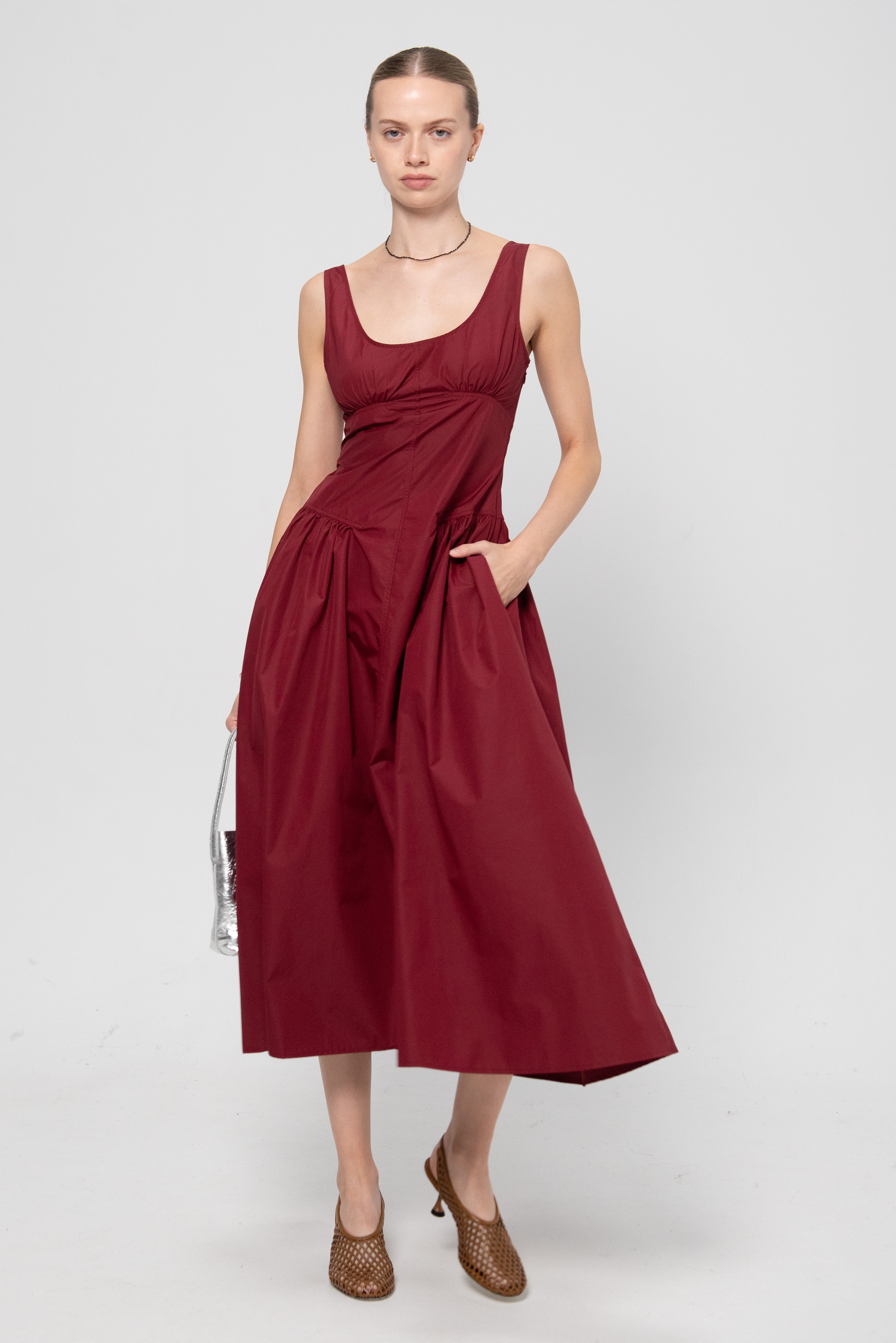 Proenza Schouler White Label Women's Kendall Cotton-Blend Midi-Dress - Claret