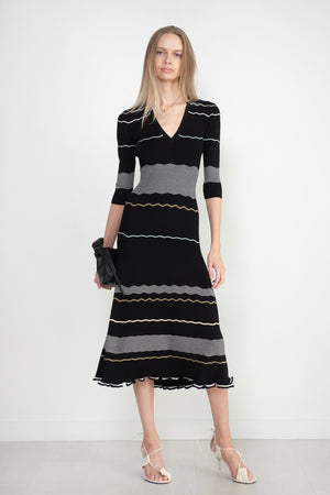 proenza schouler - Matte Viscose Stripe Dress, Black Multi