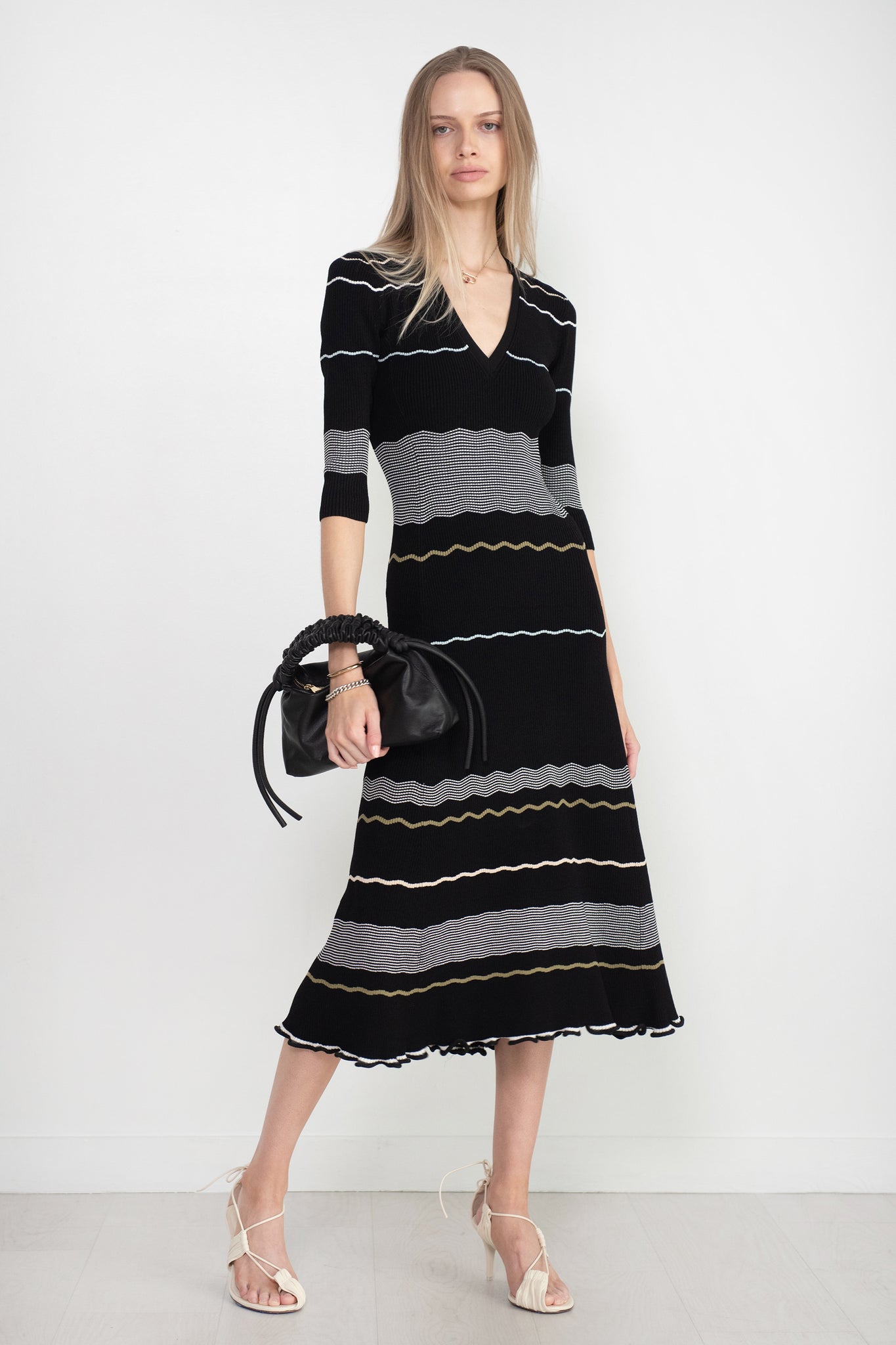 proenza schouler - Matte Viscose Stripe Dress, Black Multi