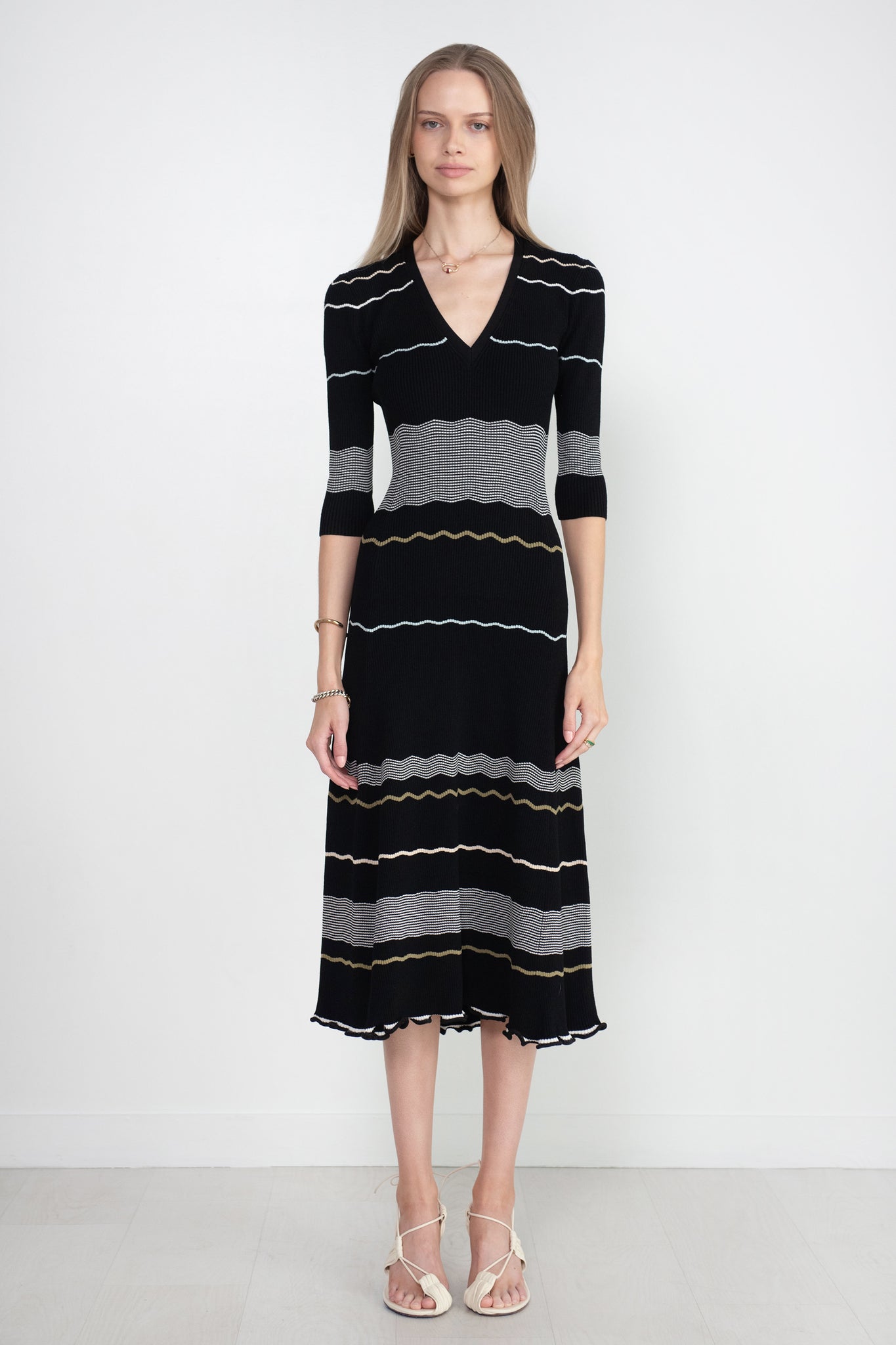 proenza schouler - Matte Viscose Stripe Dress, Black Multi