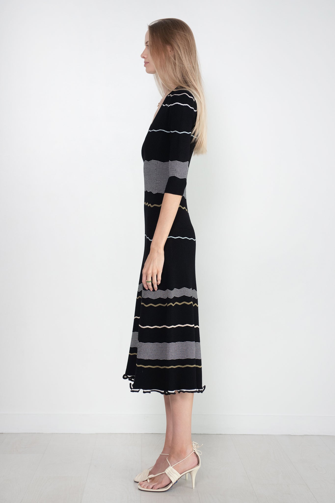 proenza schouler - Matte Viscose Stripe Dress, Black Multi