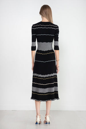 proenza schouler - Matte Viscose Stripe Dress, Black Multi