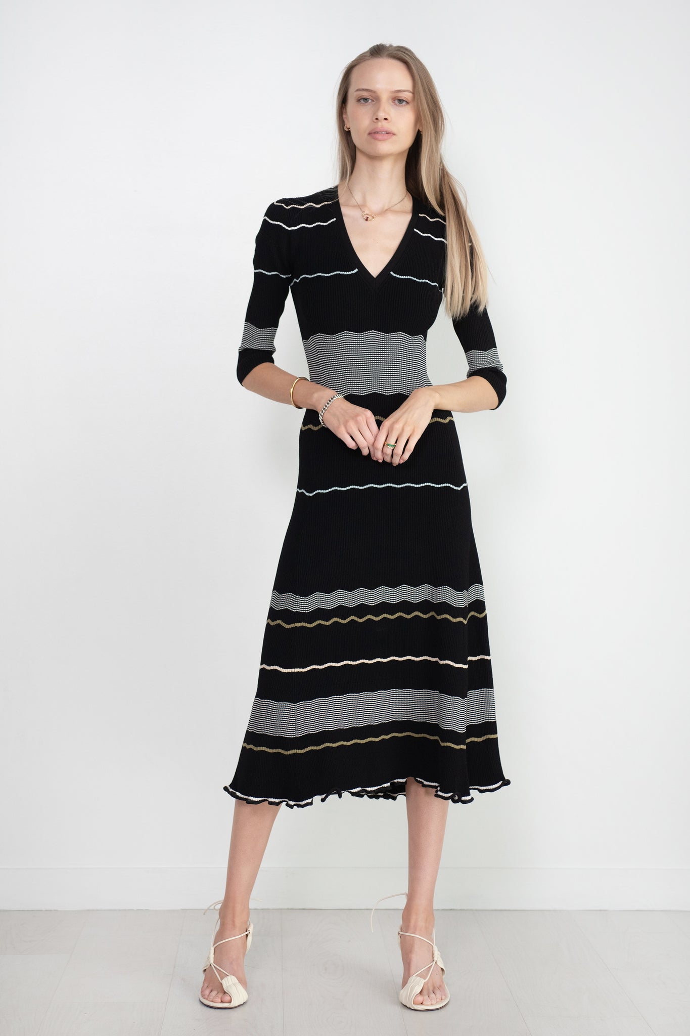 proenza schouler - Matte Viscose Stripe Dress, Black Multi