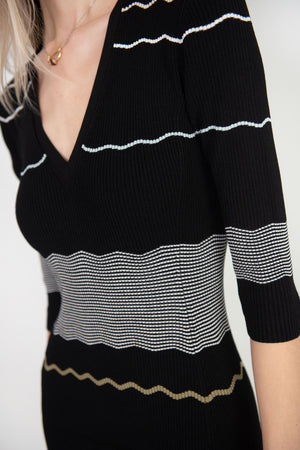 proenza schouler - Matte Viscose Stripe Dress, Black Multi
