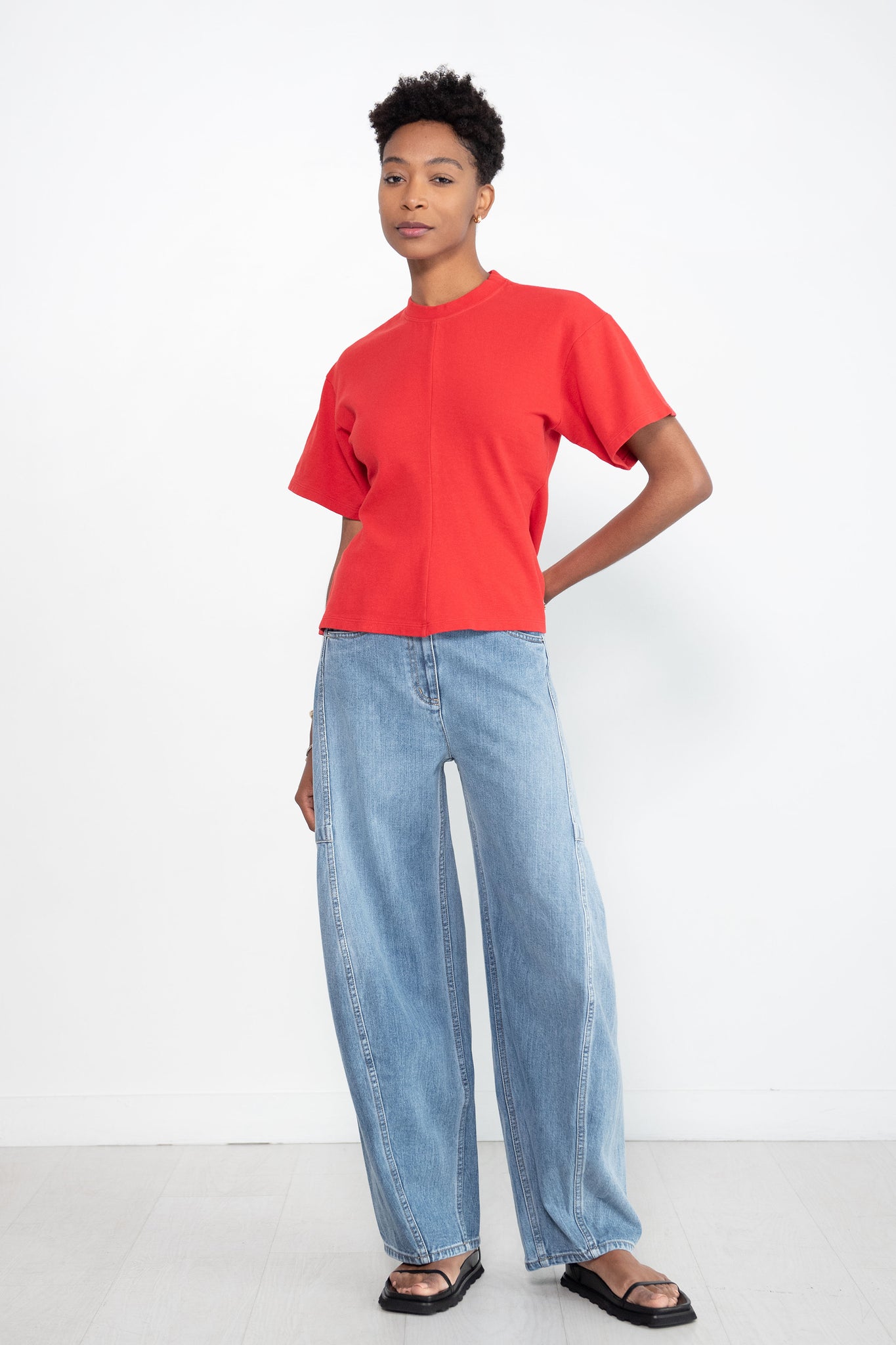 proenza schouler - Eco Cotton Waisted T-Shirt, Poppy