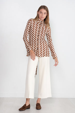 proenza schouler - Printed Matte Jersey Shirt, Wine & Ecru