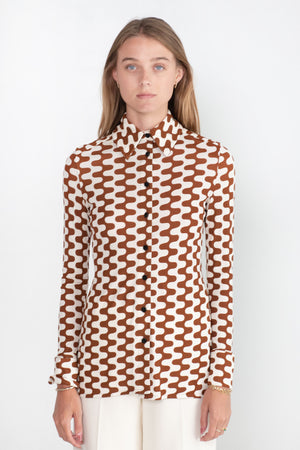 proenza schouler - Printed Matte Jersey Shirt, Wine & Ecru
