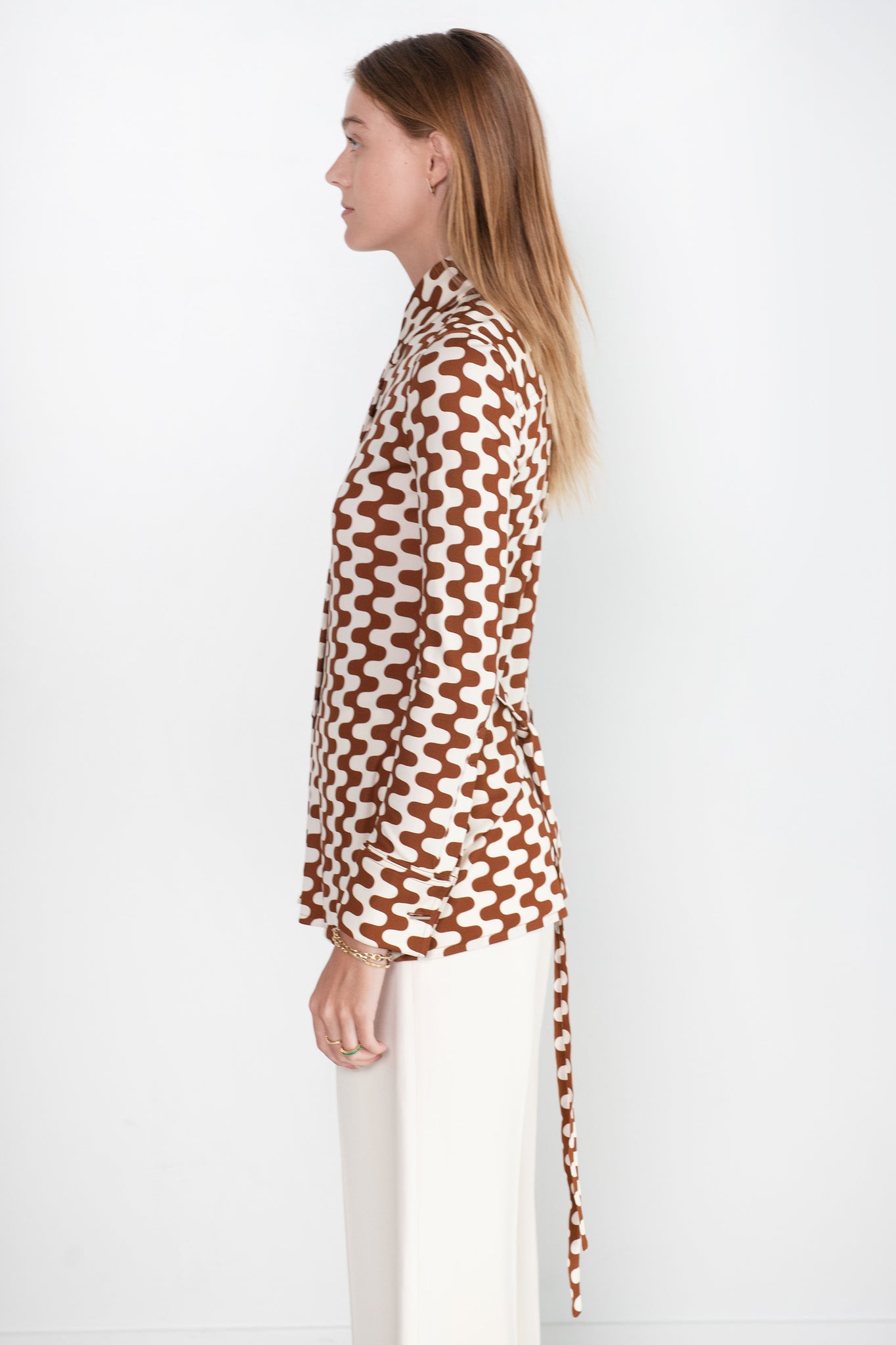 proenza schouler - Printed Matte Jersey Shirt, Wine & Ecru