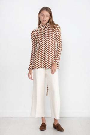 proenza schouler - Printed Matte Jersey Shirt, Wine & Ecru