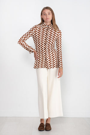proenza schouler - Printed Matte Jersey Shirt, Wine & Ecru