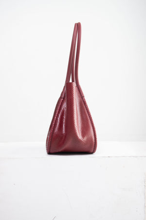 proenza schouler - Carved Python Large Ruched Tote, Bordeaux