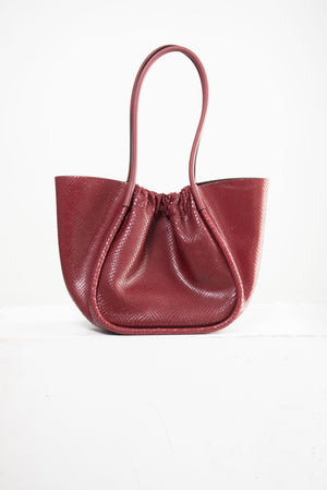 proenza schouler - Carved Python Large Ruched Tote, Bordeaux