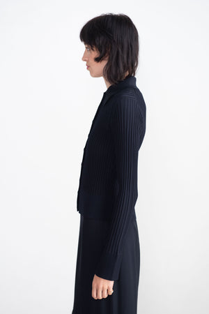 proenza schouler - Midweight Viscose Rib Cardigan, Midnight