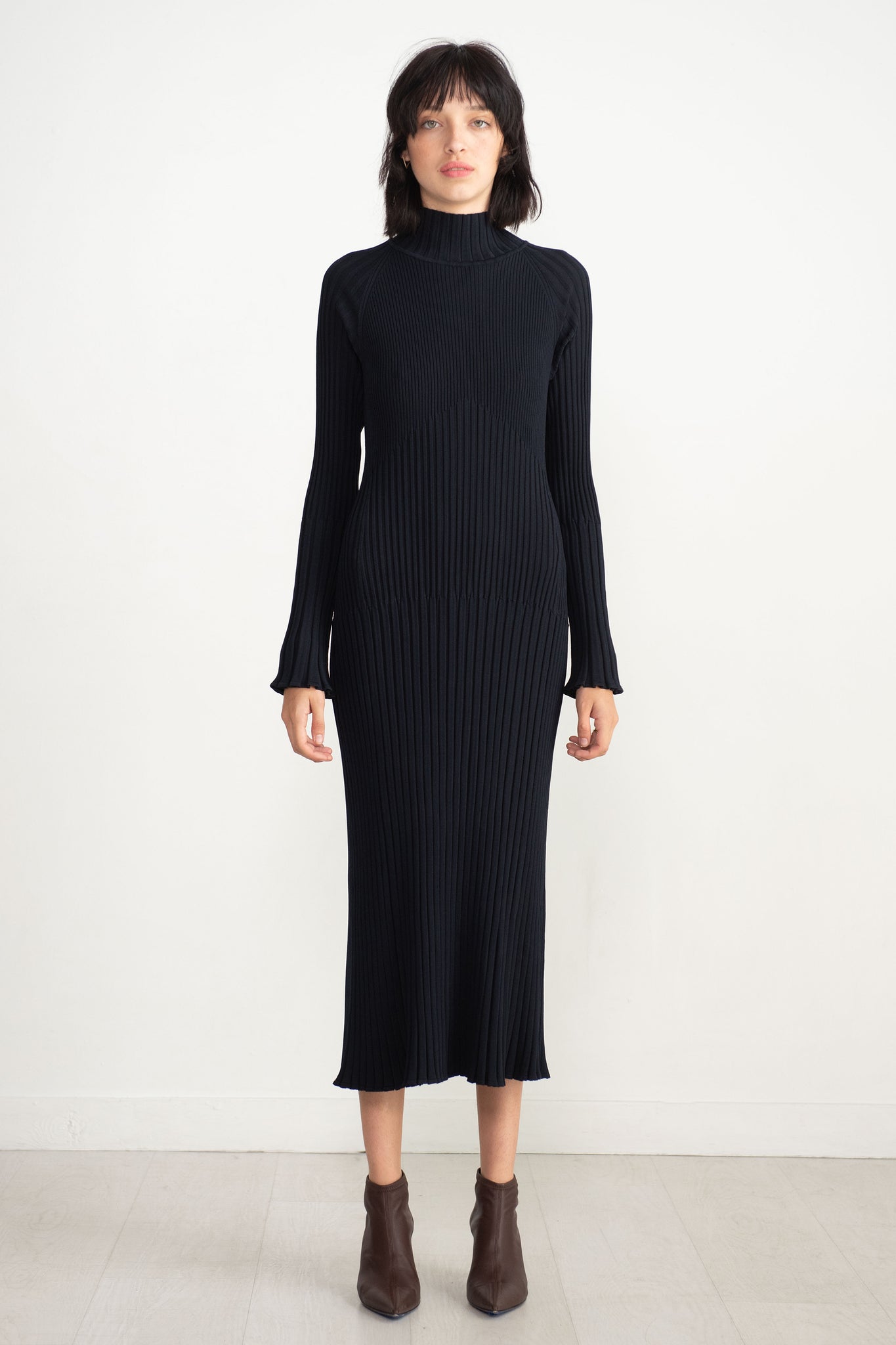 proenza schouler - Midweight Viscose Rib Knit Dress, Midnight