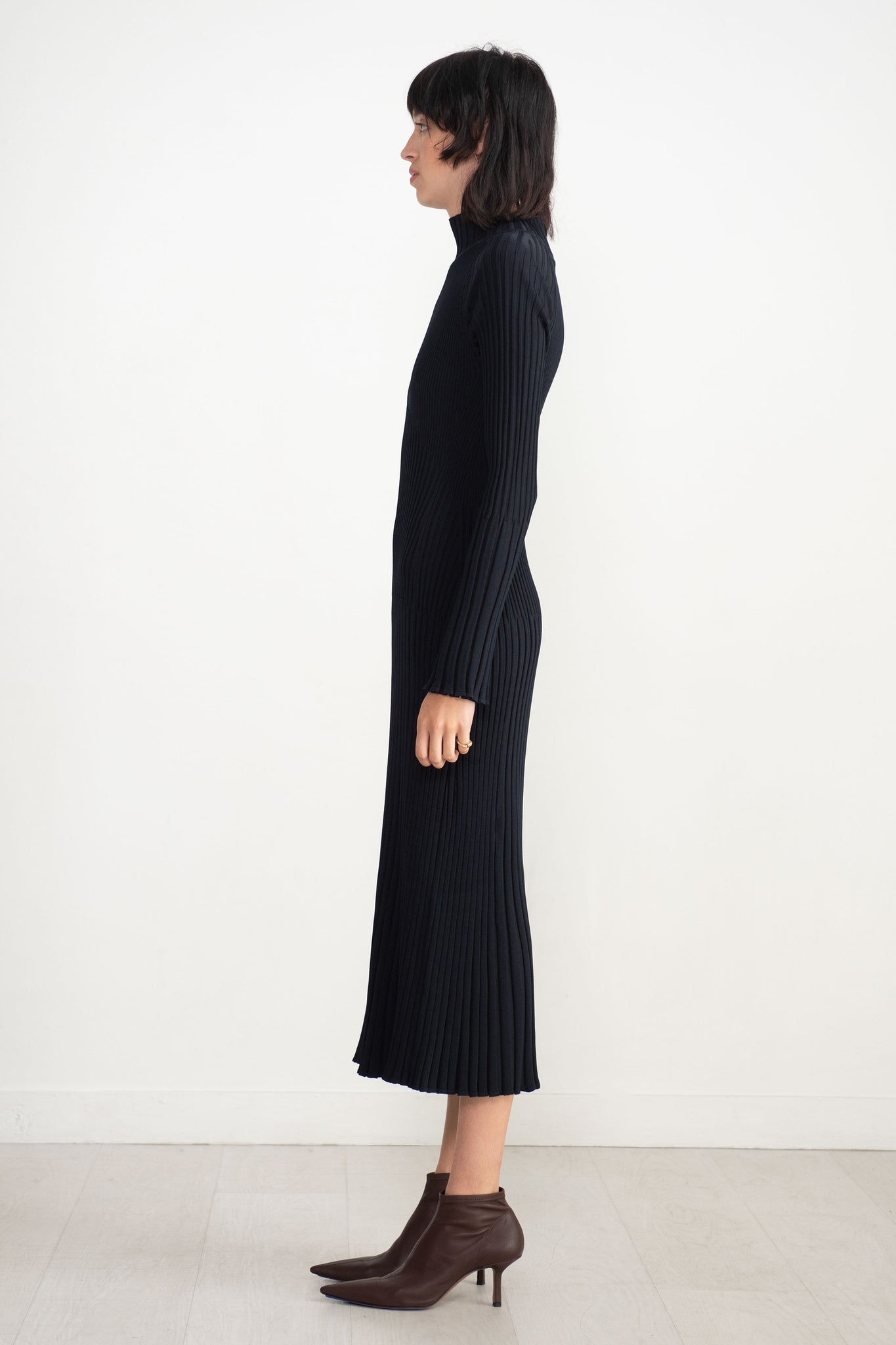 proenza schouler - Midweight Viscose Rib Knit Dress, Midnight