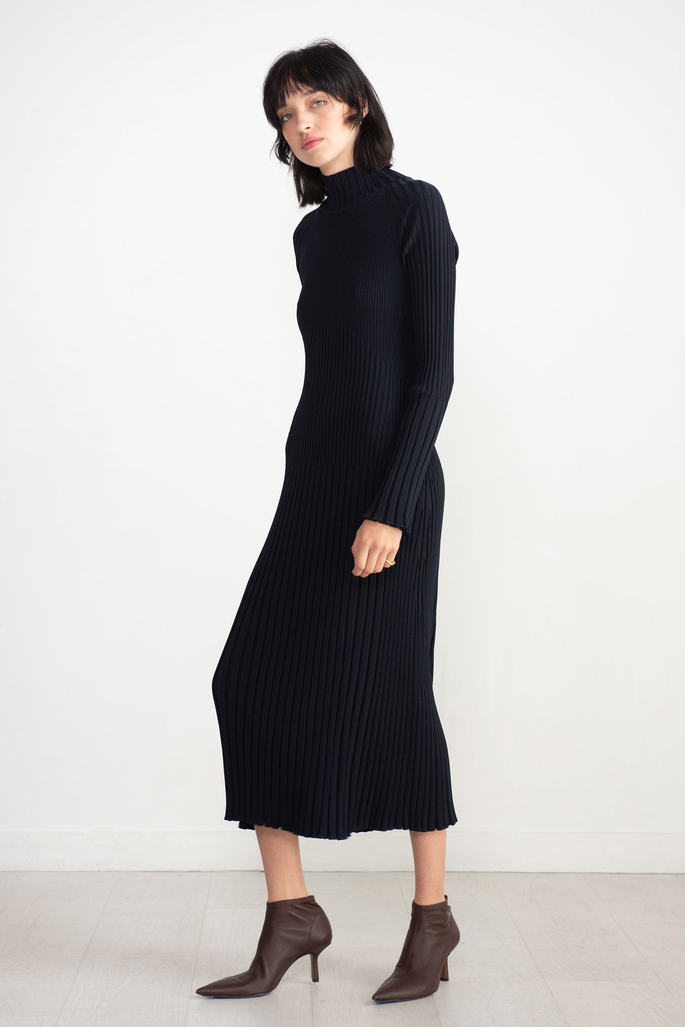 proenza schouler - Midweight Viscose Rib Knit Dress, Midnight