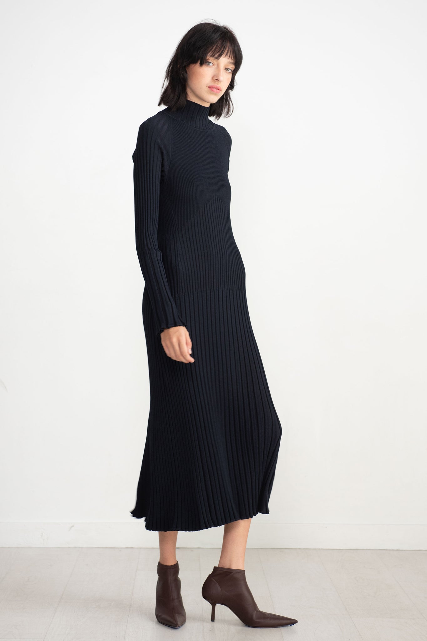 proenza schouler - Midweight Viscose Rib Knit Dress, Midnight