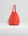 Small Ruched Tote, Vermillion