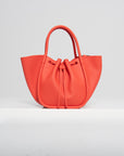Small Ruched Tote, Vermillion