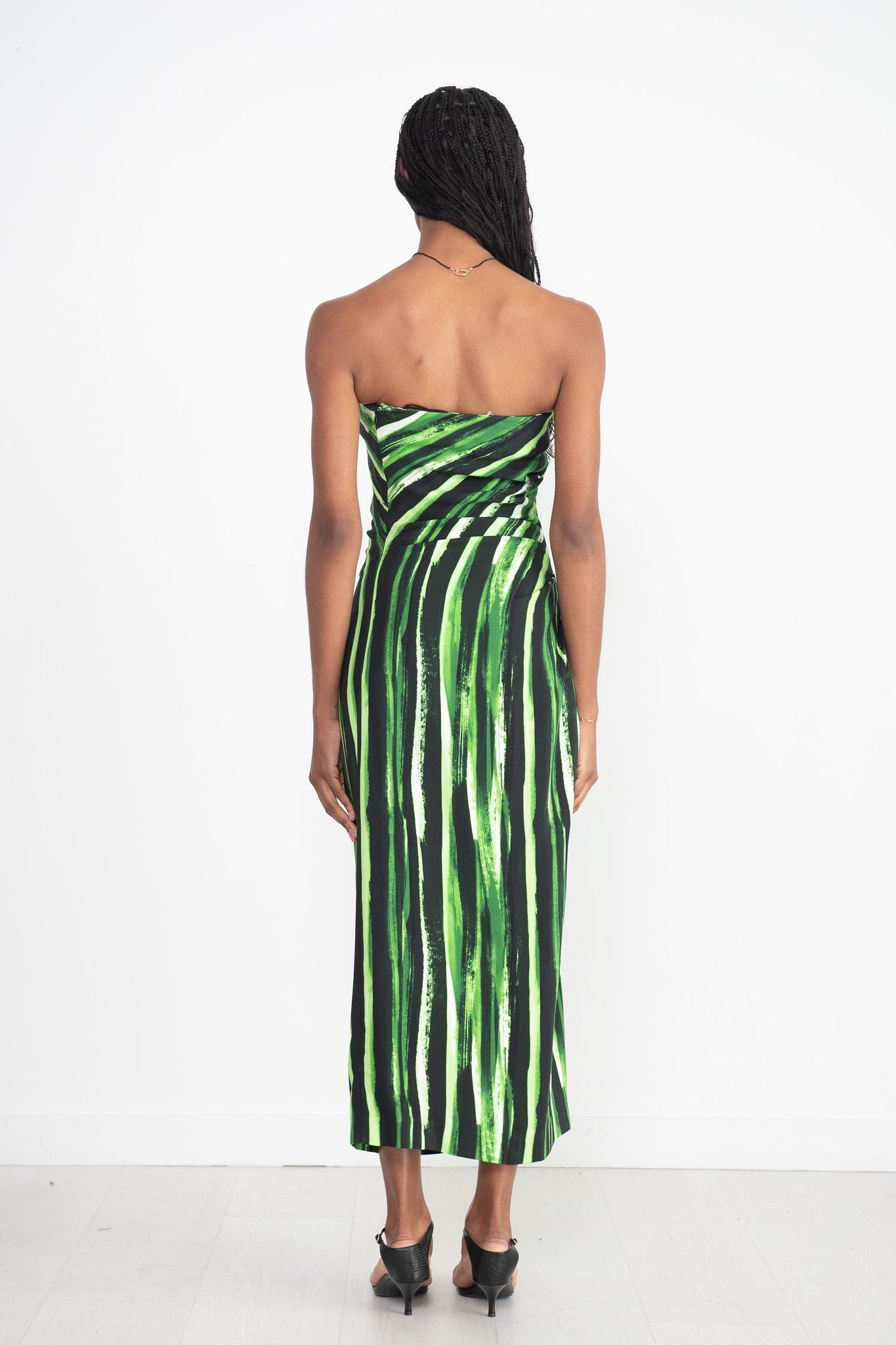 proenza schouler - Painted Stripe Strapless Dress, Fatigue Multi