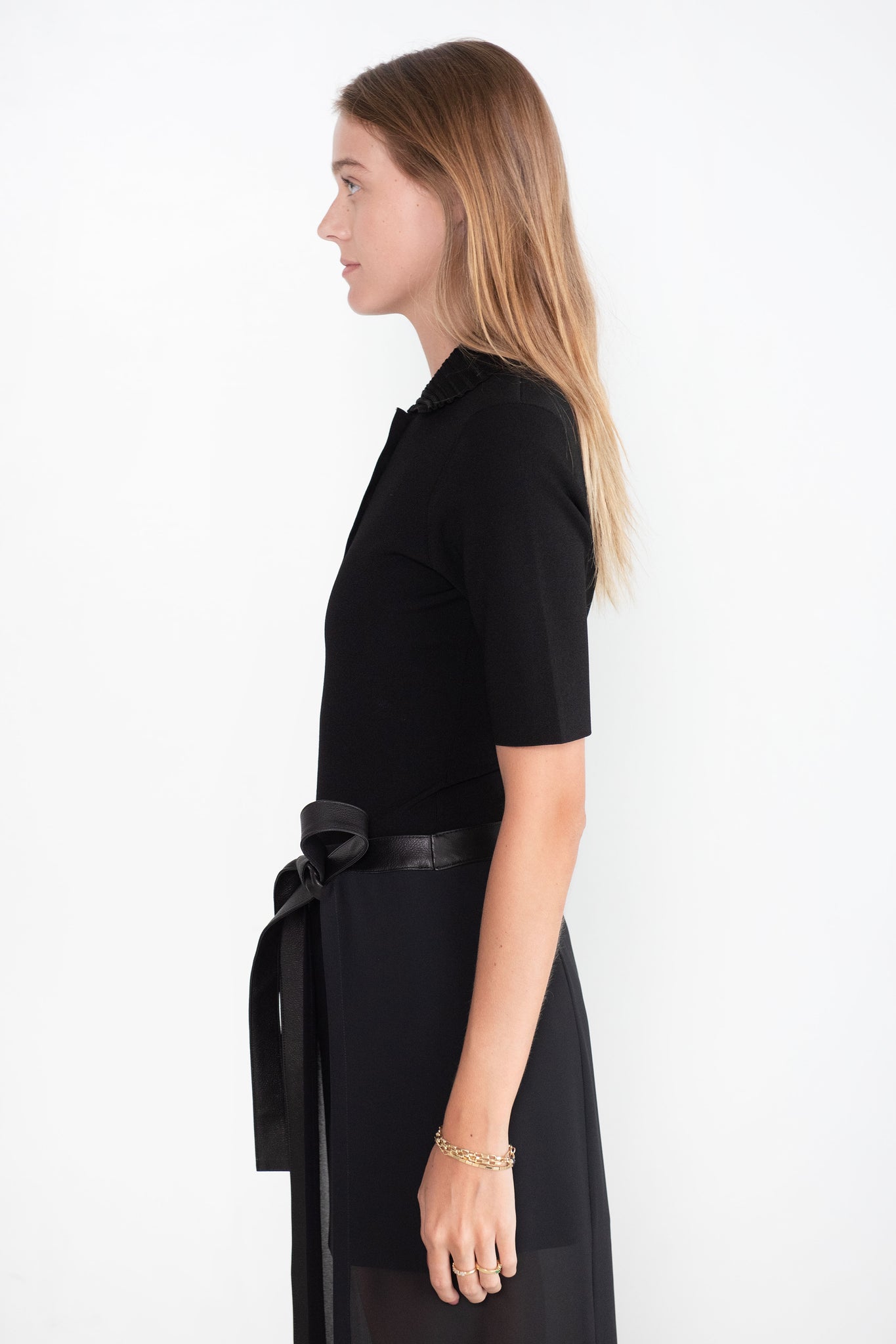 proenza schouler - Silk Viscose Polo Bodysuit, Black