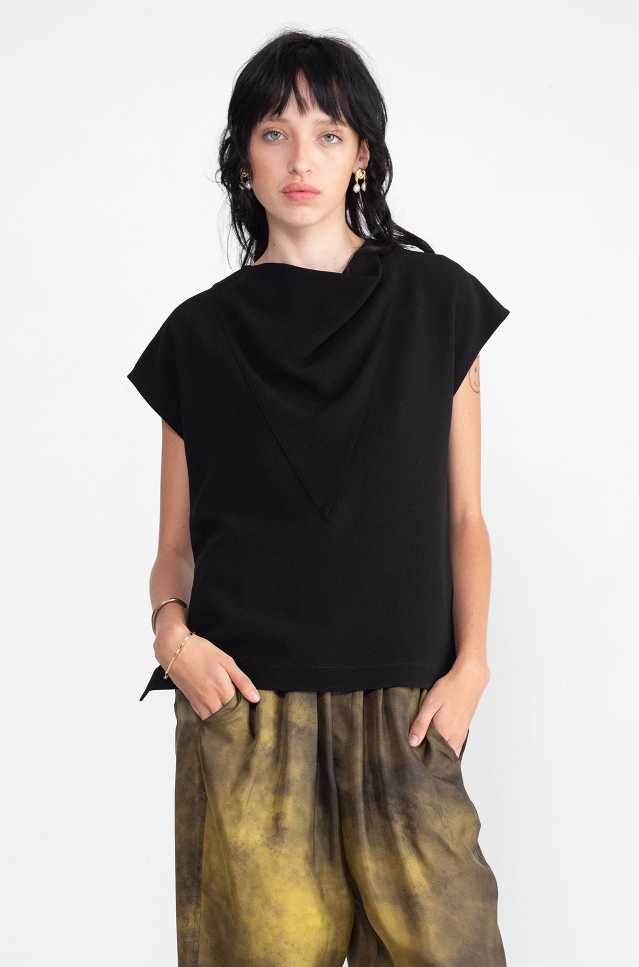 proenza schouler - Matte Viscose Crepe Shell Top, Black
