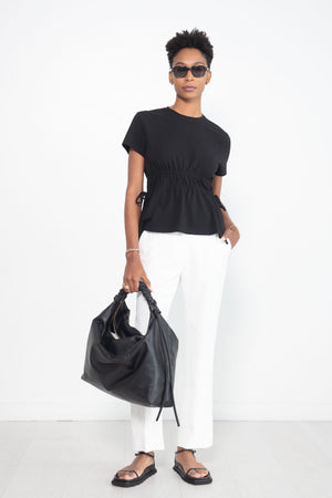 Proenza Schouler White Label - Ruched Side Tie T-Shirt, Black