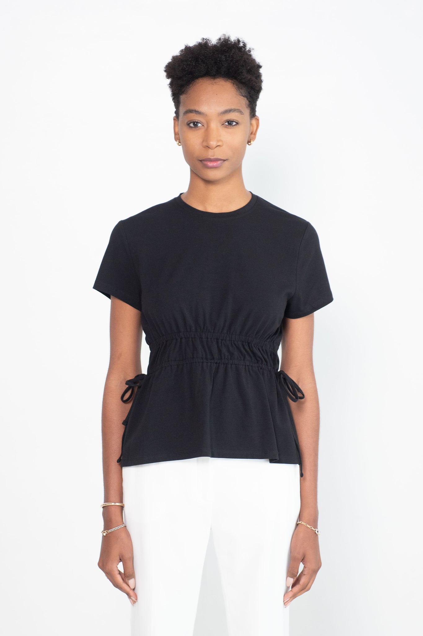 Proenza Schouler White Label - Ruched Side Tie T-Shirt, Black