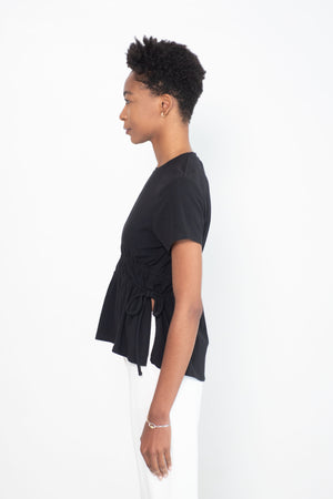 Proenza Schouler White Label - Ruched Side Tie T-Shirt, Black