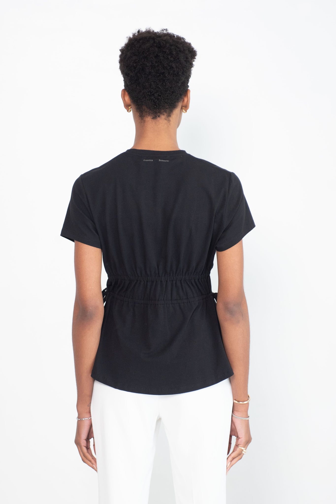 Proenza Schouler White Label - Ruched Side Tie T-Shirt, Black