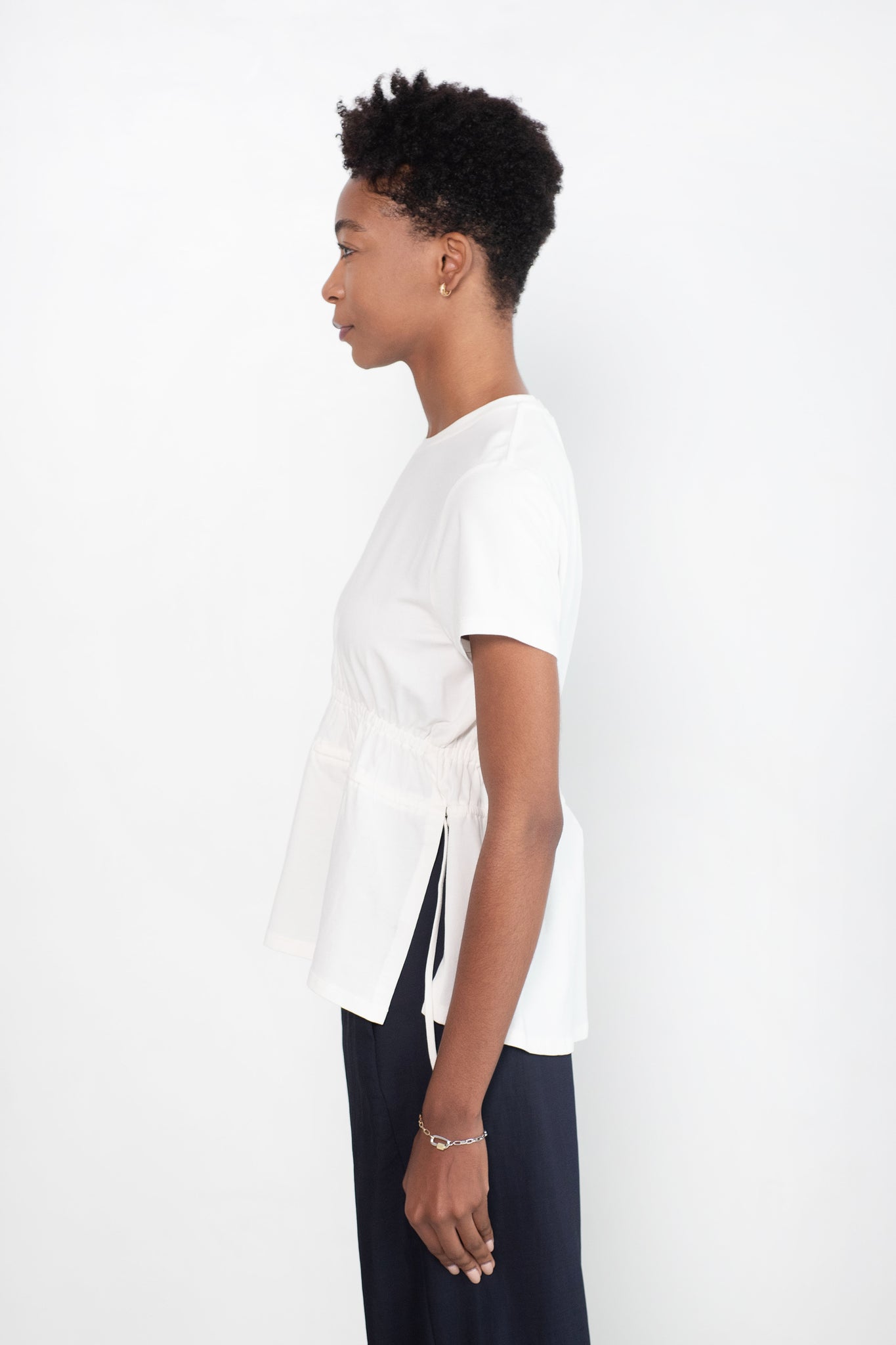 Proenza Schouler White Label - Ruched Side Tie T-Shirt, Off White