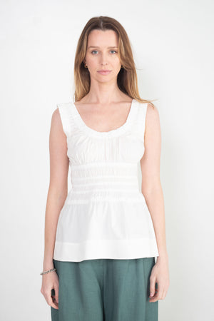 Proenza Schouler White Label - Poplin Gathered Tank Top, Off White