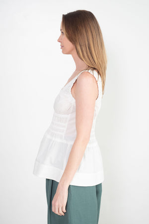 Proenza Schouler White Label - Poplin Gathered Tank Top, Off White