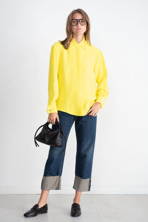 proenza schouler - Crushed Matte Satin Shirt, Yellow