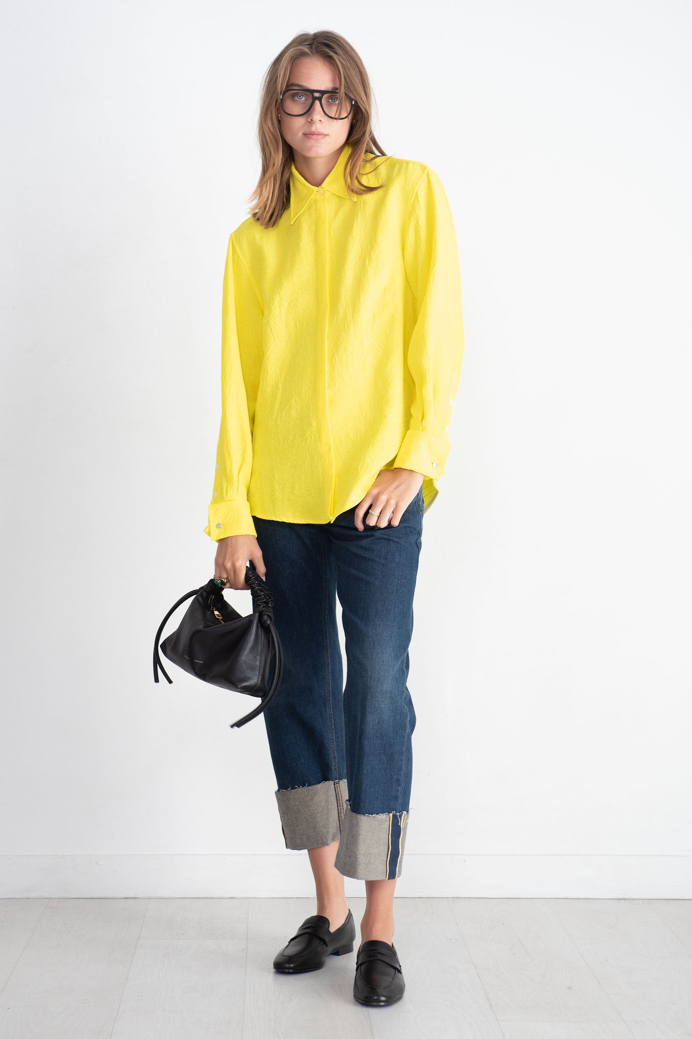 proenza schouler - Crushed Matte Satin Shirt, Yellow